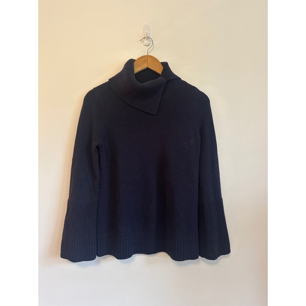 LOFT Navy Blue Turtleneck Bell Sleeve Sweater | Size XSP